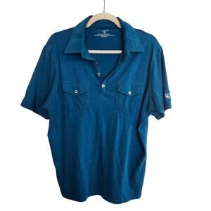 Kuhl Polo Shirt Blue Striped Short Sleeve Top Pullover Men M Collared Neck